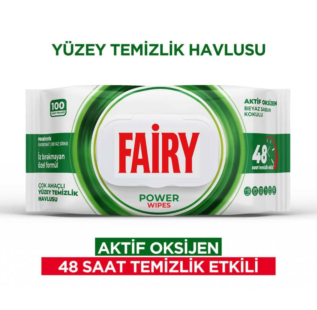 دستمال مرطوب پاک‌کننده سطوح Fairy Surface Clean Wipes – 100 عددی